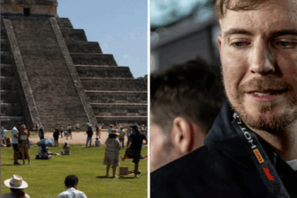 MrBeast mengunjungi situs warisan budaya suku Maya, Chichén Itzá, bersama timnya.