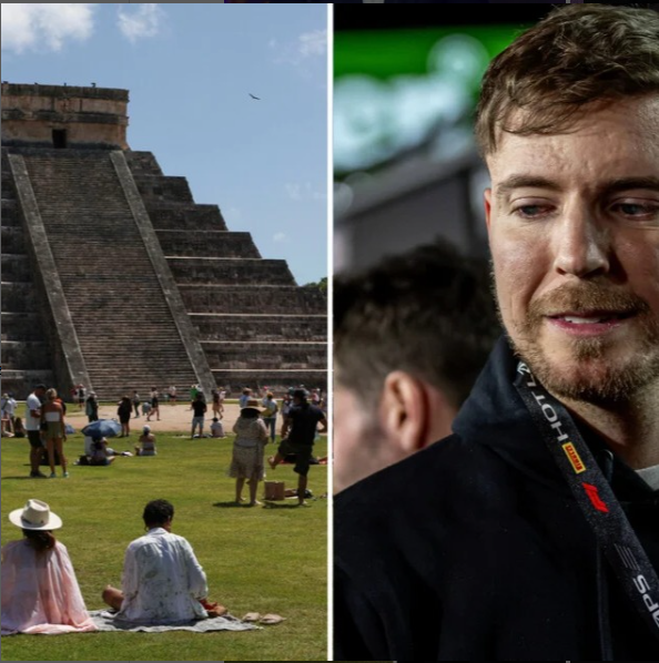 MrBeast mengunjungi situs warisan budaya suku Maya, Chichén Itzá, bersama timnya.