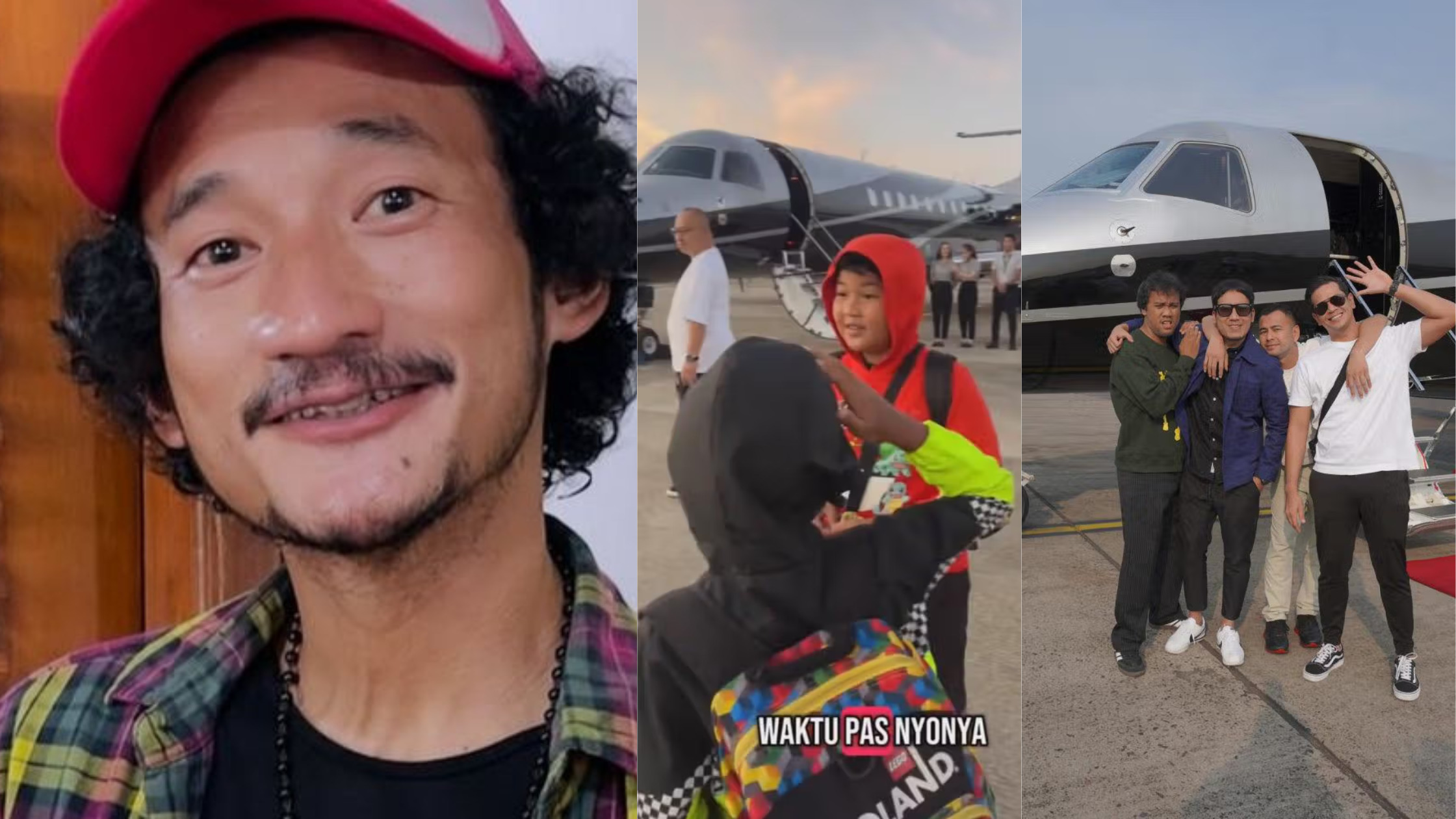 Isa Bajaj bersama keluarga dan rekan di bandara, siap menaiki private jet Raffi Ahmad.