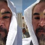 Limbad saat umrah di Arab Saudi mengenakan kain ihram.