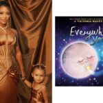 Victoria Monét dan putrinya Hazel berpose di samping cover buku Everywhere You Are.