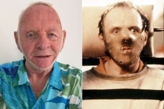 Anthony Hopkins mengenakan SKIMS Face Wrap dan sebagai Hannibal Lecter di film